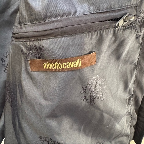 Roberto Cavalli Men’s Duck Down Puffer Vest Navy Blue Size 54 XL Hooded - Picture 9 of 14